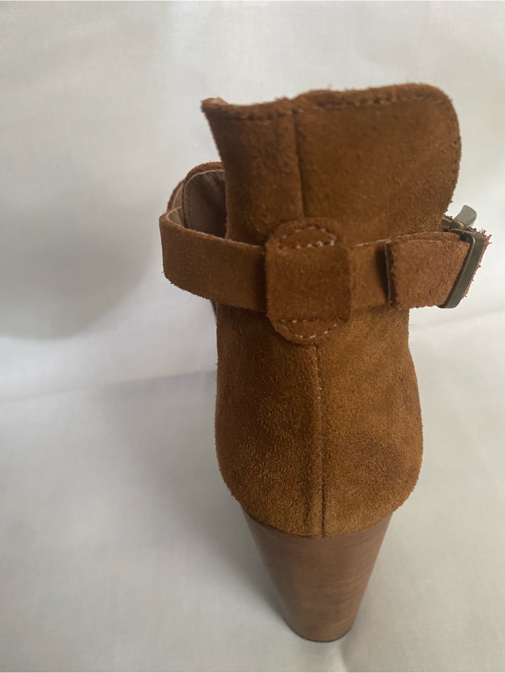 Free People Cedar Clogs Brown Suede Wooden Heel w/ Ankle Strap - Picture 3 of 8